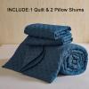 imageDOWNCOOL Black Queen Quilt Bedding Set 3 Pieces Soft Lightweight Bedspread Coverlet Ultrasonic Microfiber Quilt Set All Season Queen Size Quilt90quotx96quot ampamp 2 Pillow Shams20quotx26quot2quot02 Blue