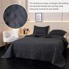 imageDOWNCOOL Black Queen Quilt Bedding Set 3 Pieces Soft Lightweight Bedspread Coverlet Ultrasonic Microfiber Quilt Set All Season Queen Size Quilt90quotx96quot ampamp 2 Pillow Shams20quotx26quot2quot02 Black