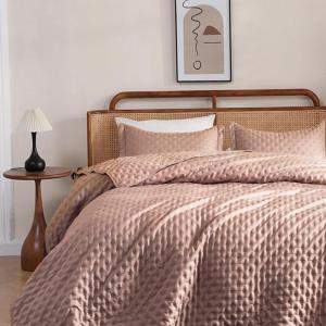 imageDOWNCOOL Black Queen Quilt Bedding Set 3 Pieces Soft Lightweight Bedspread Coverlet Ultrasonic Microfiber Quilt Set All Season Queen Size Quilt90quotx96quot ampamp 2 Pillow Shams20quotx26quot2quot02 Light Brown