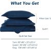imageDOWNCOOL Navy Quilt Sets Queen with 2 Pillow Cases  3 Pieces Quilt Sets  Soft Bedspread Coverlet Bed Cover for All Season  Queen Size 90x96
