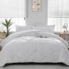 imageDOWNCOOL Queen Comforter Set  3 Pieces Cute Pinch Pleat Bed Set Soft Fluffy Comforters Queen Size White Down Alternative Queen Size Comforter Sets for All Season 1 Comforter amp 2 Pillowcases