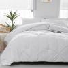 imageDOWNCOOL Queen Comforter Set  3 Pieces Cute Pinch Pleat Bed Set Soft Fluffy Comforters Queen Size White Down Alternative Queen Size Comforter Sets for All Season 1 Comforter amp 2 Pillowcases