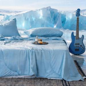 imageDOWNCOOL Cooling Comforter Queen Size Lightweight Blanket for Hot Sleepers with Cooling Pillowcases 3Piece Bedding Set for Night Sweats amp MoistureWicking QuickDry Fabric Grey 90x90Blue