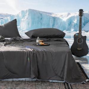 imageDOWNCOOL Cooling Comforter Queen Size Lightweight Blanket for Hot Sleepers with Cooling Pillowcases 3Piece Bedding Set for Night Sweats amp MoistureWicking QuickDry Fabric Grey 90x90Grey