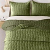 image:imageDOWNCOOL Velvet Quilt Set Queen Size 3 Pieces Soft Lightweight Quilted Velvet Bedspread Coverlet Bedding with 2 Pillow Shams for All Season Olive GreenOlive Green