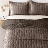 image:imageDOWNCOOL Velvet Quilt Set Queen Size 3 Pieces Soft Lightweight Quilted Velvet Bedspread Coverlet Bedding with 2 Pillow Shams for All Season Olive GreenMocha Brown