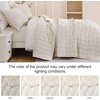 image:imageDOWNCOOL Velvet Quilt Set Queen Size 3 Pieces Soft Lightweight Quilted Velvet Bedspread Coverlet Bedding with 2 Pillow Shams for All Season Olive GreenCream White