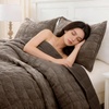 image:imageDOWNCOOL Velvet Quilt Set Queen Size 3 Pieces Soft Lightweight Quilted Velvet Bedspread Coverlet Bedding with 2 Pillow Shams for All Season Olive GreenMocha Brown