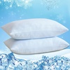 image:imageDOWNCOOL Cooling Pillow Queen Size Set of 2 Adjustable Shredded Memory Foam Pillows for Sleeping Cool Bed Pillows for Hot Sleepers Supportive Firm Pillow for Side Back Stomach Sleepers 20X30Queen Pack of 2