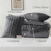 image:imageDOWNCOOL 2in1 Faux Rabbit Fur Queen Comforter Set 6 Piece Pink Fluffy Bedding Set with Detachable Plush Blanket and Comforter Includes 2 Pillow Shams amp CasesAll SeasonGrey