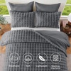 image:imageDOWNCOOL 2in1 Faux Rabbit Fur Queen Comforter Set 6 Piece Pink Fluffy Bedding Set with Detachable Plush Blanket and Comforter Includes 2 Pillow Shams amp CasesAll SeasonGrey