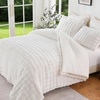 image:imageDOWNCOOL 2in1 Faux Rabbit Fur Queen Comforter Set 6 Piece Pink Fluffy Bedding Set with Detachable Plush Blanket and Comforter Includes 2 Pillow Shams amp CasesAll SeasonWhite