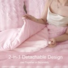 image:imageDOWNCOOL 2in1 Faux Rabbit Fur Queen Comforter Set 6 Piece Pink Fluffy Bedding Set with Detachable Plush Blanket and Comforter Includes 2 Pillow Shams amp CasesAll SeasonPink