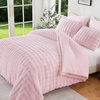 image:imageDOWNCOOL 2in1 Faux Rabbit Fur Queen Comforter Set 6 Piece Pink Fluffy Bedding Set with Detachable Plush Blanket and Comforter Includes 2 Pillow Shams amp CasesAll SeasonPink