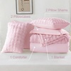 image:imageDOWNCOOL 2in1 Faux Rabbit Fur Queen Comforter Set 6 Piece Pink Fluffy Bedding Set with Detachable Plush Blanket and Comforter Includes 2 Pillow Shams amp CasesAll SeasonPink