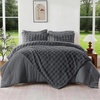 image:imageDOWNCOOL 2in1 Faux Rabbit Fur Queen Comforter Set 6 Piece Pink Fluffy Bedding Set with Detachable Plush Blanket and Comforter Includes 2 Pillow Shams amp CasesAll SeasonGrey