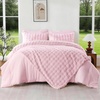 image:imageDOWNCOOL 2in1 Faux Rabbit Fur Queen Comforter Set 6 Piece Pink Fluffy Bedding Set with Detachable Plush Blanket and Comforter Includes 2 Pillow Shams amp CasesAll SeasonPink